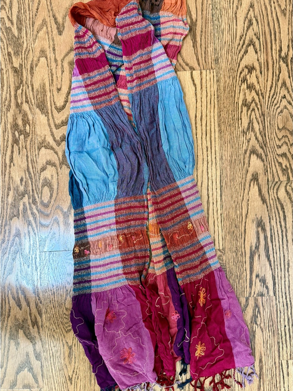 Anthropologie - Raj Multicolor Embroidered Patchwork Rayon Shawl Wrap
